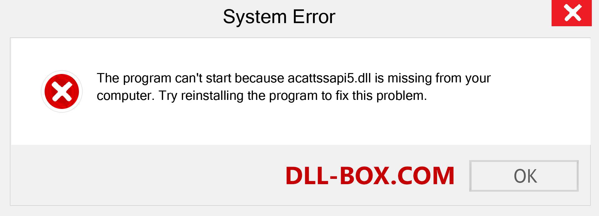  acattssapi5.dll file is missing?. Download for Windows 7, 8, 10 - Fix  acattssapi5 dll Missing Error on Windows, photos, images